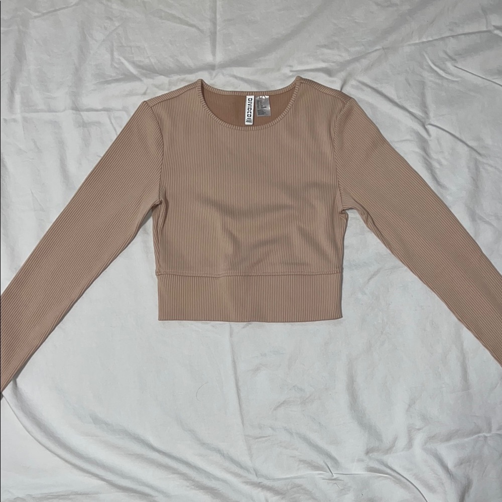 Long Sleeve Ribbed Crop Top